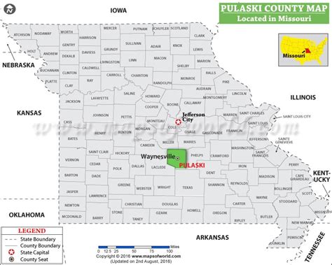 Pulaski county missouri - Location: Pulaski County, Missouri, Midwest, United States, North America; View on Open­Street­Map; Latitude. 37.88365° or 37° 53' 1" north. Longitude-92.06405° or 92° 3' 51" west. Elevation. 689 feet (210 metres) Open Location Code. 8699VWMP+F9. Geo­Names ID. 4377056. Wiki­data ID. Q4906130.